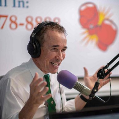 Morrissey hosts a talk show, “The Fighting Joe Morrissey Show,” on WJFN-FM, a conservative talk radio station in Goochland County. Photo by Matthew R.O. Brown