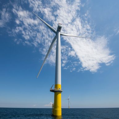 Dominion's offshore wind farm turbines will tower 800 feet above the water — almost 300 feet taller than the state's tallest building, the 508-foot Westin Virginia Beach Town Center. Photo by Mark Rhodes
