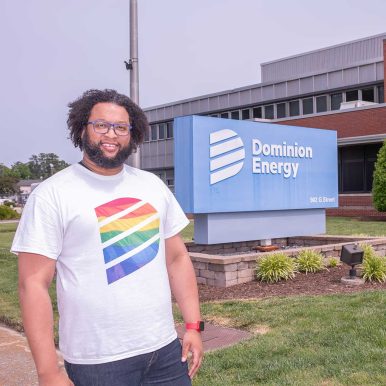Ryan Key, a Hampton-based project designer for Dominion Energy, is community engagement lead for Pride, the utility's LGBTQ+ resource group. Photo by Mark Rhodes