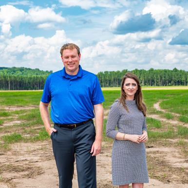 Economic development directors Matthew Rowe with Pittsylvania County and Corrie Bobe with Danville have been pitching the Southern Virginia Megasite at Berry Hill for megaprojects that could create thousands of jobs. Photo by Hannah King